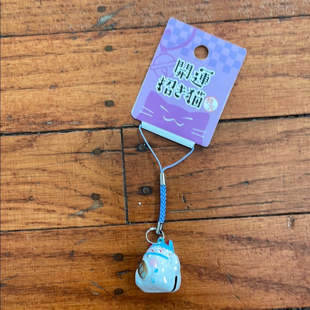 Lucky Cat Charm with Blue Cord - Picture 2 of 4